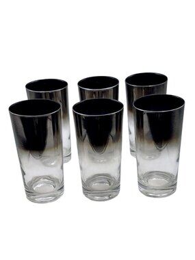 Vintage MCM Silver Mercury Fade Highball Tom Collins Tumblers Ombre Set Of 6
